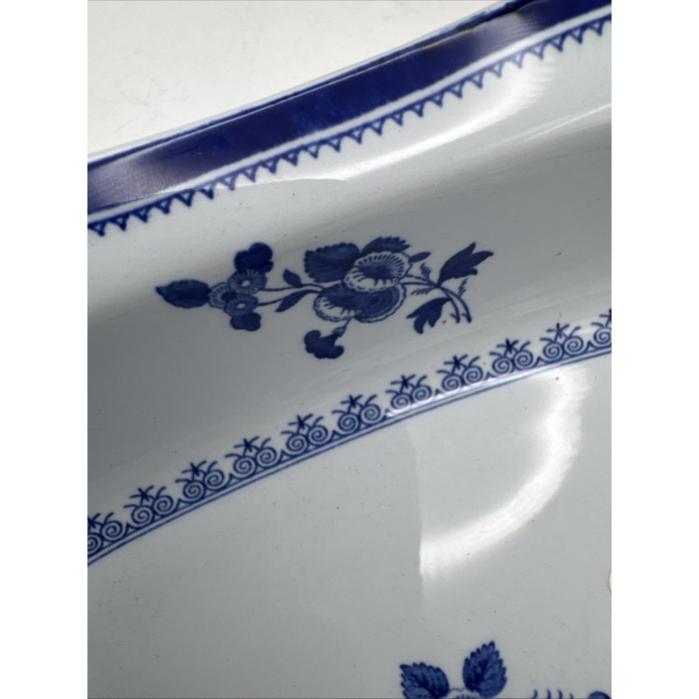 Copeland Spode Gloucester Oval Serving Bowl Blue Vegetable Side Flowers 9" Vtg - Picture 11 of 11